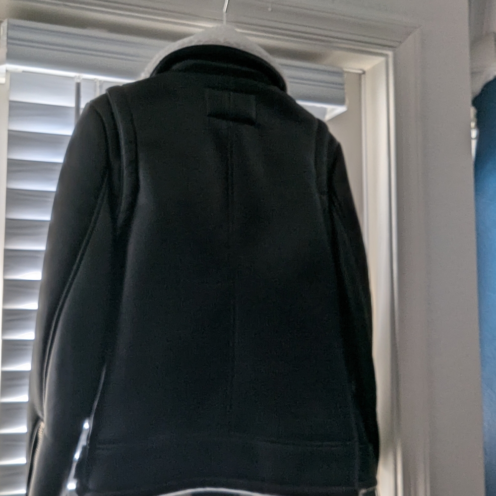 MICHAEL Michael Kors Black Leather Jacket with White Collar - Picture 2 of 6